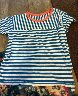 Pilcro medium blue and white striped top thumbnail 1