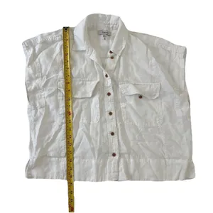 Madewell Womens Flap-Pocket Button Up Linen Shirt S Eyelet White Quiet Luxury thumbnail 9