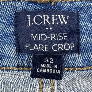 J. Crew Mid-Rise Flare Crop All Day Stretch Med Indigo Wash Sz 32 NWT Petite thumbnail 6