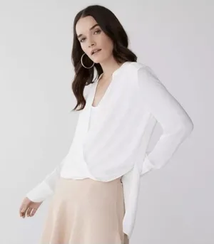 BCBGMaxAzria Jaklyn Draped Front Blouse‎ in Alabaster White Size XXS thumbnail 1