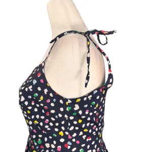 J.Crew Colorful Dot‎ Print Cotton Midi Sundress Size 2 Navy Blue Tie Strap Dress thumbnail 6