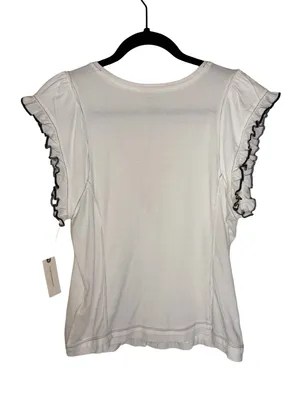 Anthropologie Maeve Short-Sleeve V-Neck Button-Front Top - White L NWT thumbnail 6