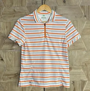 Tail Tech Striped Quarter Zip Golf Shirt Orange, Black & White Size S Athleisure thumbnail 1