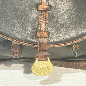 Brahmin Vintage Black Soft Leather Brown Trim Shoulder Bag thumbnail 2