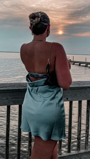 Wild fable blue silk strapless dress thumbnail 1