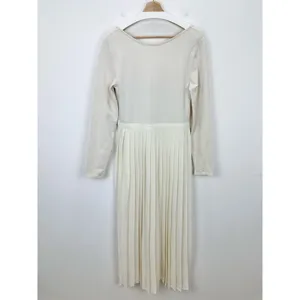 J.Crew Pleated Ballet Maxi Dress Stretch Cotton Natural Long Sleeve Medium NWT thumbnail 3