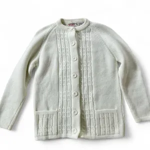 Kimlon Vintage 70s Cream Knit Textured Cardigan‎ Sweater Cottagecore Coquette thumbnail 1