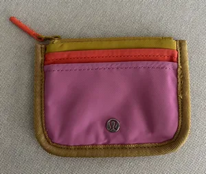 Lululemon Pink Orange Multicolor True Identity Card Case Coin Purse Nylon Wallet thumbnail 1