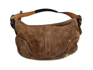 Coach D3S-9503 Suede Leather Shoulder Bag Handbag Brown Vintage thumbnail 1