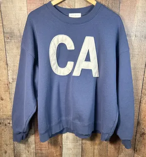State of Mine Blue Cotton Blend CA Patch California Oversized Sweatshirt XL thumbnail 1