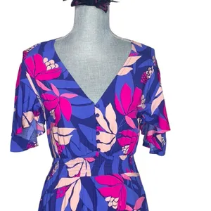 Abel the Label Anthropologie flutter sleeve high low midi dress bold floral XS thumbnail 6