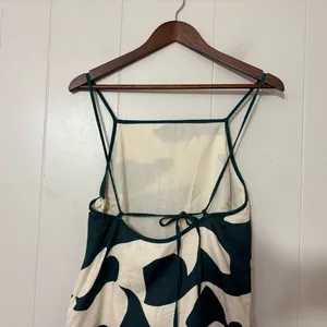NWT Abercrombie & Fitch Linen Blend Abstract Mini Dress Green White S thumbnail 10