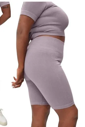 Everlane Purple Lilac Seamless High Rise‎ Knit Ribbed Bike Shorts Size XS/S NWT thumbnail 1