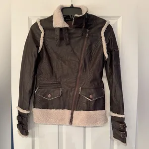 Affliction Black Premium Flight Jacket Women’s Brown Size XS thumbnail 3