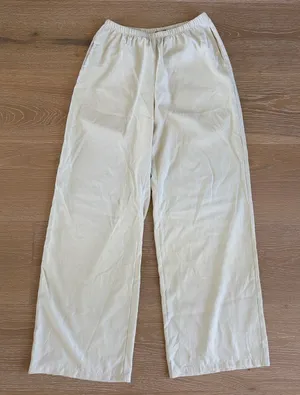 White Fox Pants Wide Leg Size S Pale Butter Yellowy Beige thumbnail 1