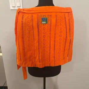Damson Madder Fiji Bright Orange Eyelet Women's Wrap Mini Skirt Size 12 EUC thumbnail 2