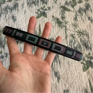 Brighton Beaded Leather Belt Black Silver M 30 Vintage 80s thumbnail 7