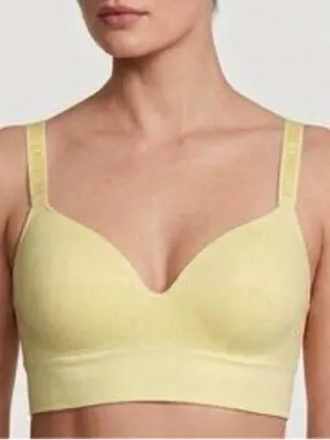 Victoria’s Secret Perfect Comfort Bralette Large Yellow Padded Logo Longline thumbnail 1