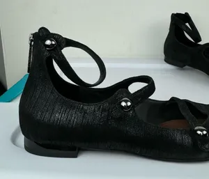 Donald Pliner Womens Strappy Pointed Toe Flats Sz 8 Black Metallic Leather thumbnail 8