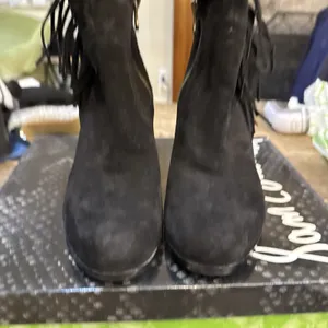 SAM‎ EDELMAN Louie Ankle Boot Black Suede Western Fringe, Zip, Women's Size 10 thumbnail 3