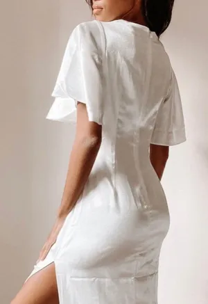 Lulus White silk prom dress thumbnail 4