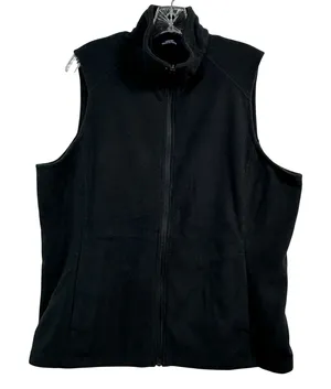 Lands End Outfitters Womens Black Fleece Full Zip Mock Neck Vest XL thumbnail 1