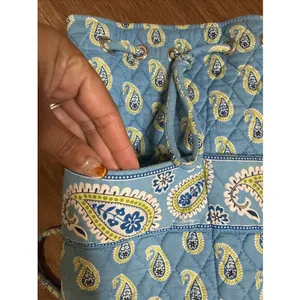 Vintage Vera Bradley Pleated Tote Bag Blueberry Blooms Pattern‎ Retired Pattern thumbnail 3