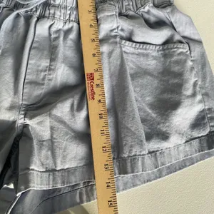 Aerie Pleated Relaxed Fit Shorts Drawstring 100% Cotton Blue Women's Size Large thumbnail 8