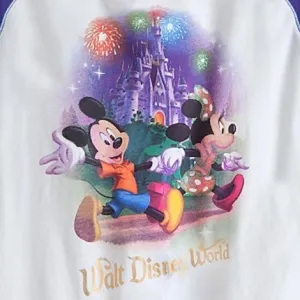 Disney Ladies Shirt - Storybook Mickey And Friends - Purple Raglan Sz XL thumbnail 3