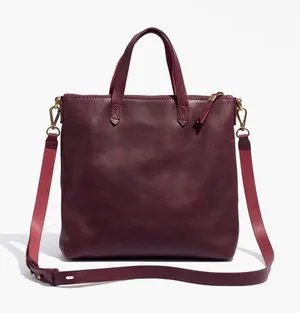 Madewell The Transport Crossbody in Dark Cabernet Leather Zip Closure Preppy thumbnail 1
