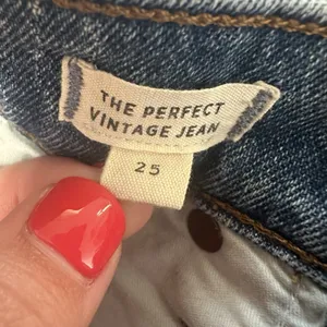 Madewell The Perfect Vintage Jeans Womens 25 Medium Wash‎ Raw Hem Straight Leg thumbnail 5