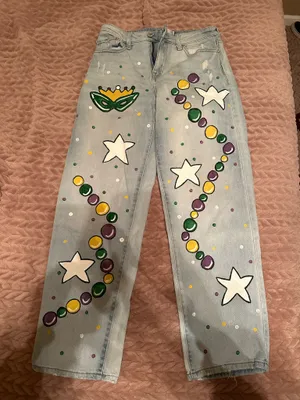 mardi gras jeans Blue Size 26 thumbnail 1