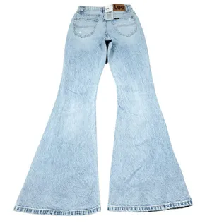 Lee High Rise Flare Jeans Blue Light Glam DX Ripped Distressed Western Size 25 thumbnail 2