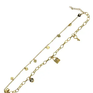 Gold Plated Key & Lock Charm Anklet thumbnail 3