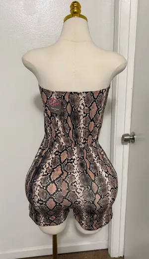 Heart & Hips Pink and brown snake skin print romper thumbnail 1