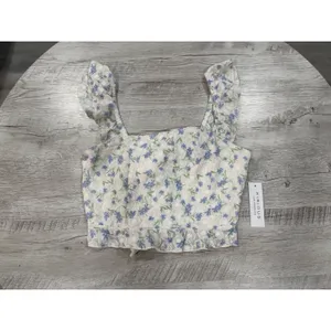 Kirious Los Angeles Blue Floral Lace Tie Back Corset Top Cottagecore thumbnail 4