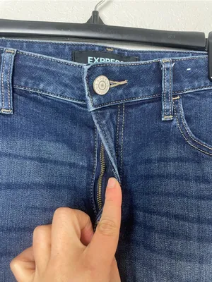 Express Dark Blue Denim Cuffed Shorts - Relaxed Low Rise Size 12 thumbnail 3