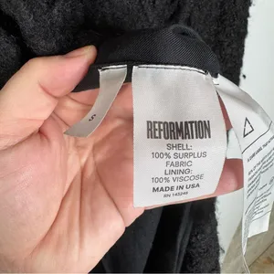 Reformation Black Fuzzy Long‎ Coat Size Small thumbnail 6