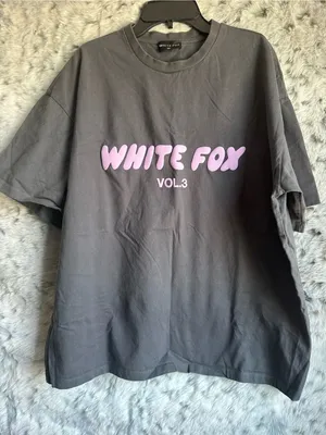 White Fox Boutique Gray Tee with Pink Logo thumbnail 1