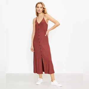 LOFT Sleeveless Midi Dress Adjustable Strap Rib Knit Button Front Size Large‎ thumbnail 13