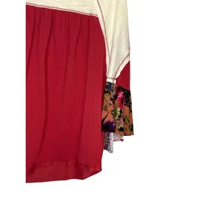 Oddi Boho‎ Mixed Media Bell Sleeve Top Floral Patchwork Red Women Size Med/Large thumbnail 6
