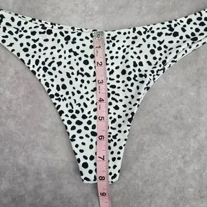 Black White Dots Thong Bikini Bottom Swimwear‎ Medium thumbnail 4