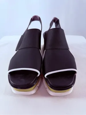 Sorel‎ Slingback Platform Wedges Black with Olive Trim Size 9.5 thumbnail 3