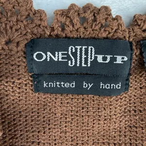 Vintage Hand Knitted OS Crochet Vest Boho‎ Cottage 90s Y2K Brown Earthy Hippie thumbnail 5