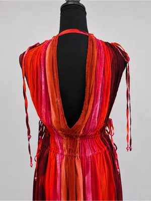 NWT Zara Sunset Flowy Maxi Dress Medium Plunge V-Neck Adjustable Tie Waist Boho thumbnail 6