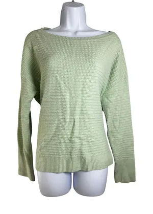 Banana Republic Sunday Sunday Sage Green Merino‎ Cashmere Waffle Knit Sweater XL thumbnail 1