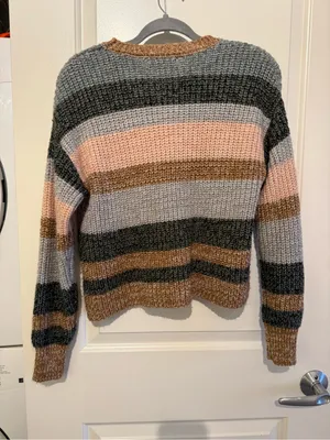 C&C California Striped Knit Sweater in Gray, Pink & Brown thumbnail 4