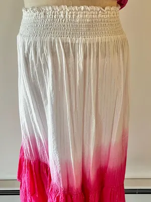 Y2K Pink Ombre Tiered Skirt White to Hot Pink dip dye with mirror sequins thumbnail 5