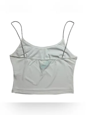 I Joah White Rhinestone Strap Crop Cami Top Size L NWT Y2K Party thumbnail 4