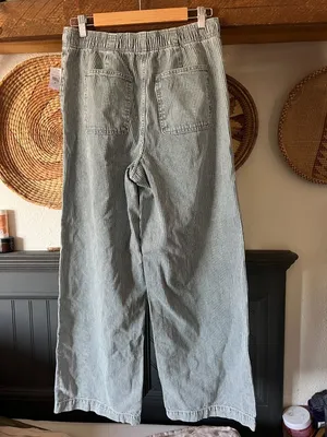 NWT Gap pull on high rise wide leg railroad stripe blue Medium thumbnail 5